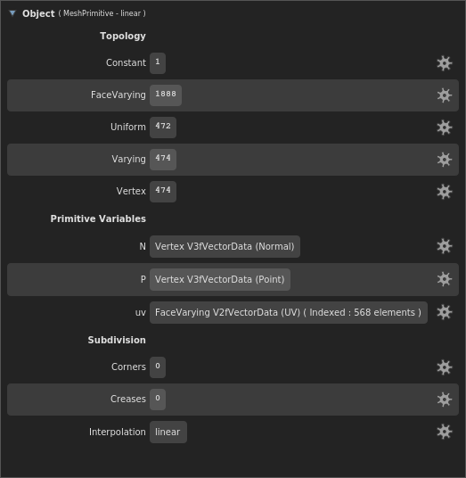 A location's Object section in the Scene Inspector