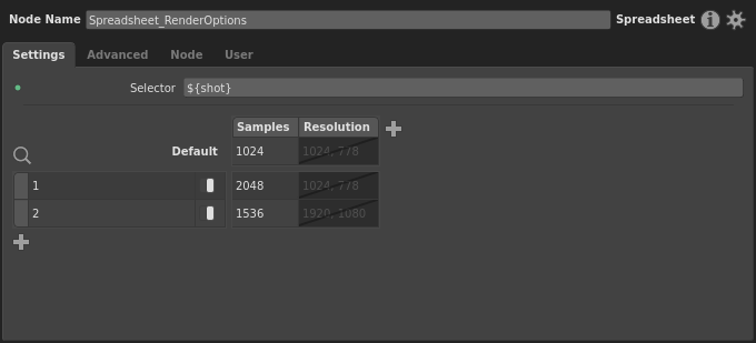 The spreadsheet with render resolution column added