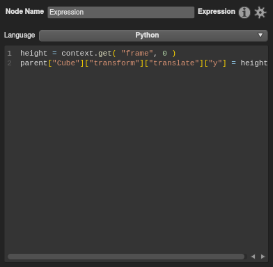 The Expression node's code from the prior network.