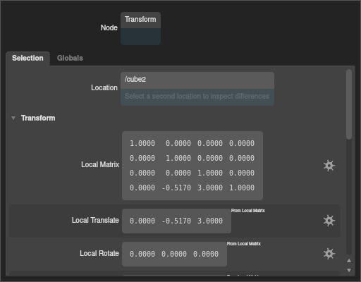 The queried location in the Scene Inspector.