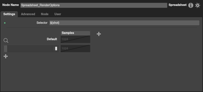 The spreadsheet with a value in the Selector plug