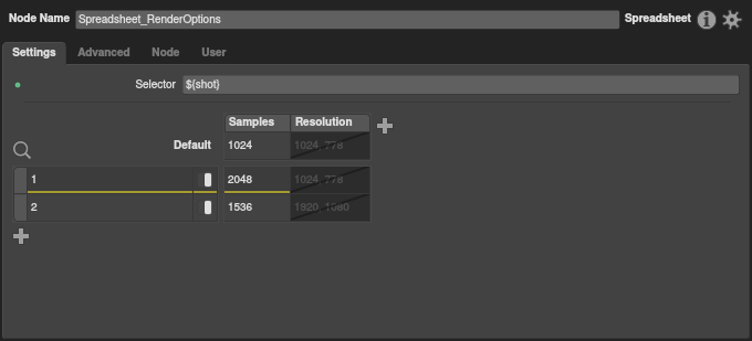 The spreadsheet with render resolution column added