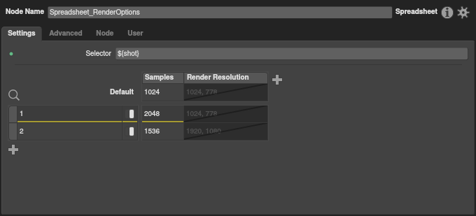 The spreadsheet with render resolution column added